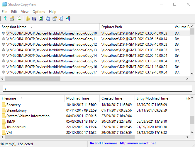 Recupero dati con le copie shadow di Windows