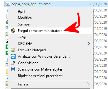 Copiare il contenuto di un file negli appunti di Windows