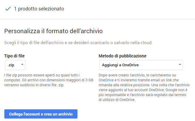 Copiare o spostare file da Google Drive a OneDrive o Dropbox