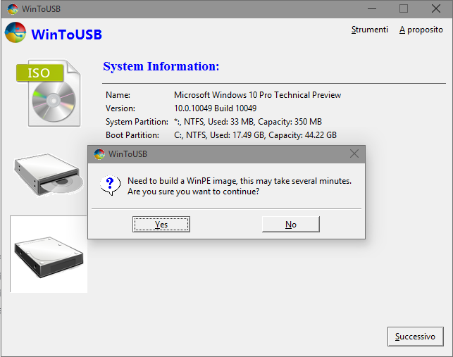 Copiare Windows su USB insieme con tutti i dati
