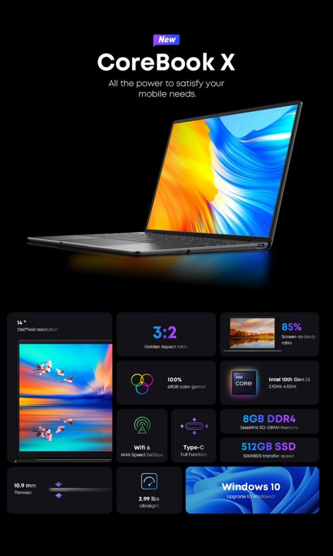 CoreBook X di terza generazione con processori Comet Lake: design sottile e leggero