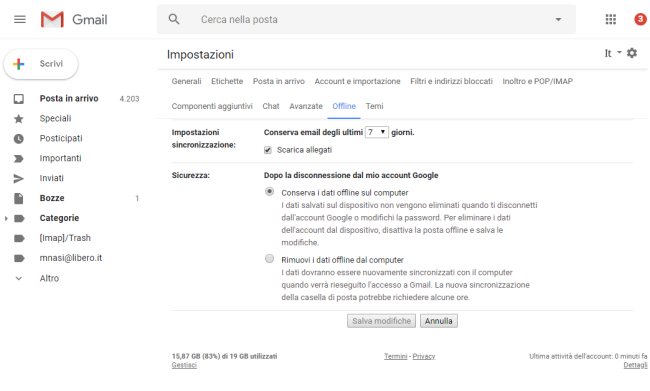 Usare documenti Google, Drive e Gmail offline