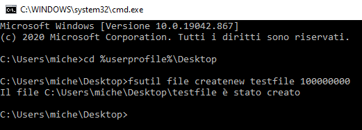 Come creare un file di grandi dimensioni in Windows