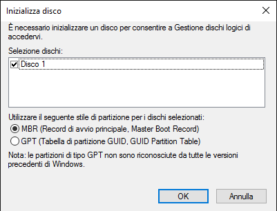 Creare hard disk virtuale in formato VHD