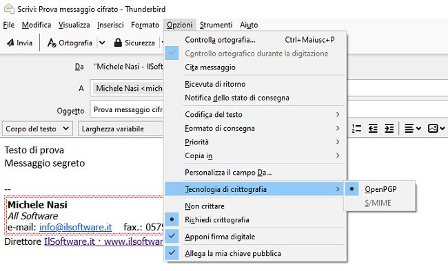 Come inviare email crittografate con OpenPGP e Thunderbird