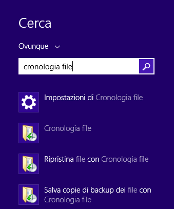 Recuperare file in Windows 8.1 e ripristinare le versioni precedenti con Cronologia file