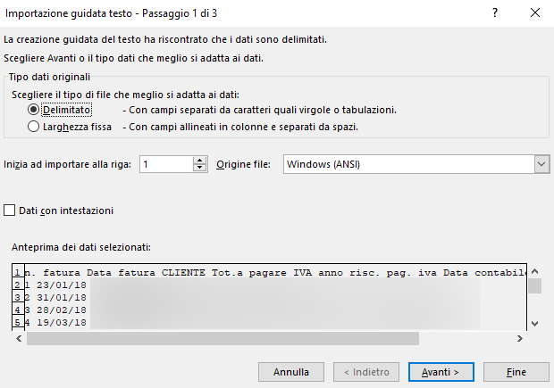Incollare testi da PDF a Excel e suddividerli in righe e colonne