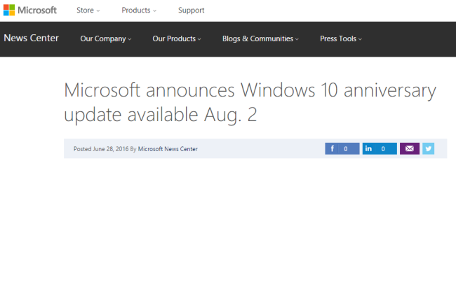 Windows 10 Anniversary Update uscirà il 2 agosto