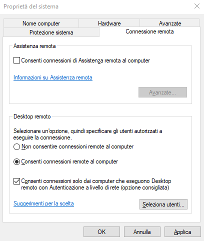 Connessione desktop remoto con Android e iOS