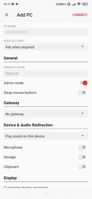 Connessione desktop remoto con Android e iOS