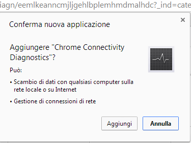 Diagnostica rete Internet con Chrome Connectivity Diagnostics