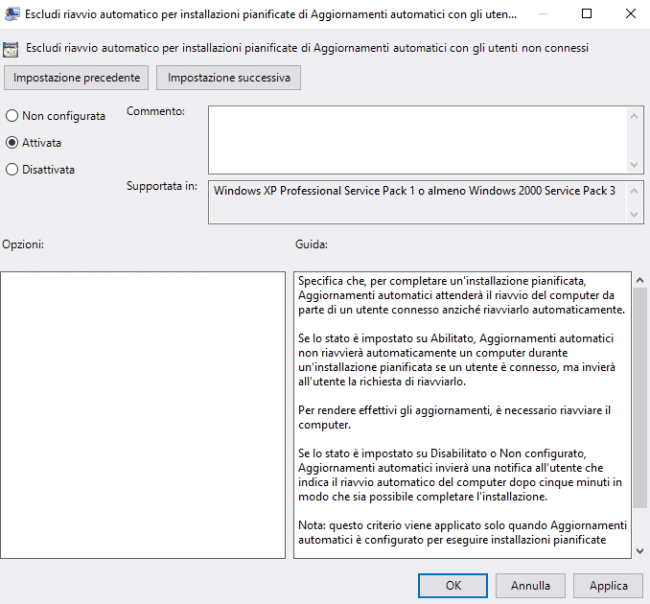 Come impedire il riavvio automatico in Windows 10