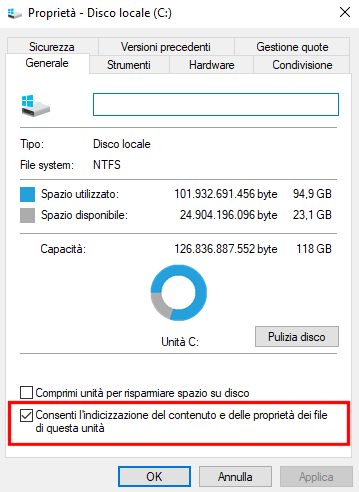 Come disattivare la ricerca di Windows 10