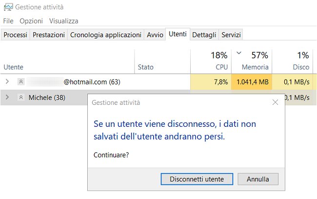 Come disconnettere altri utenti in Windows 10