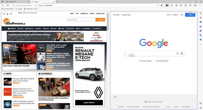 Come dividere la finestra di navigazione del browser Edge