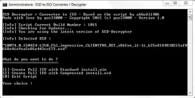 Download di Windows 10 ultima versione: creare un file ISO a partire da ESD