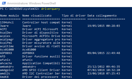Driver Windows, come ottenere la lista completa