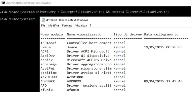 Driver Windows, come ottenere la lista completa