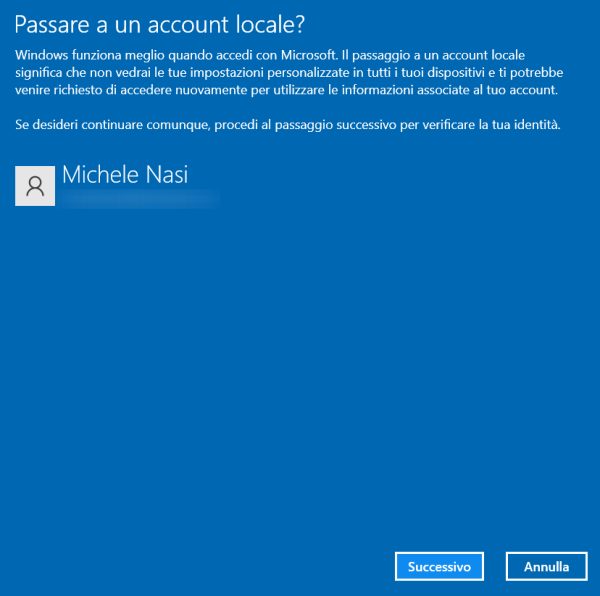 Come eliminare account Microsoft