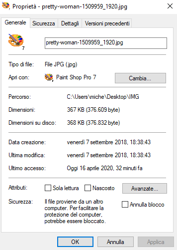 Eliminare le proprietà aggiuntive dei file in Windows