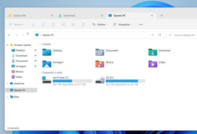 Windows 11: Esplora file introduce l'interfaccia a schede. Finalmente