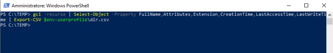 Esportare il contenuto delle cartelle come foglio elettronico in Windows