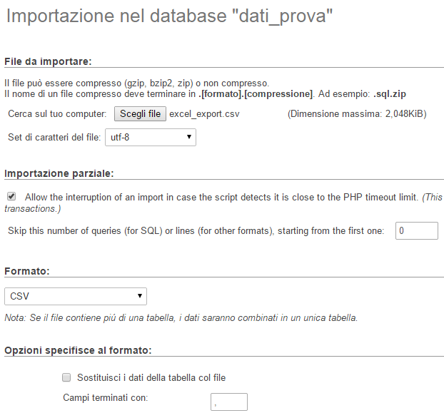 Come importare dati Excel in un database