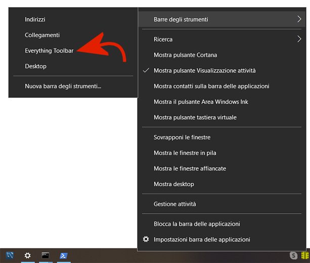 Everything, come aggiungere la ricerca nella barra di Windows 10