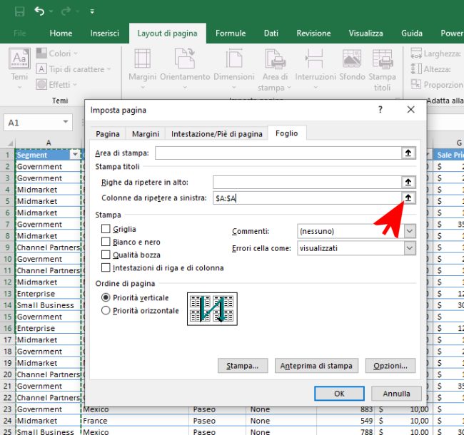 Excel: come stampare un'area del foglio elettronico