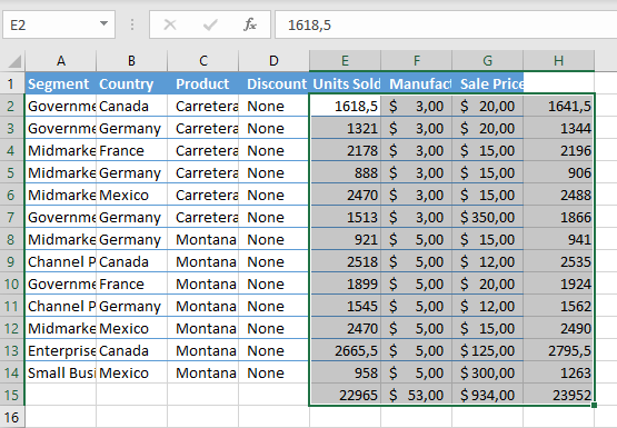 Come sommare i valori di righe e colonne in Excel