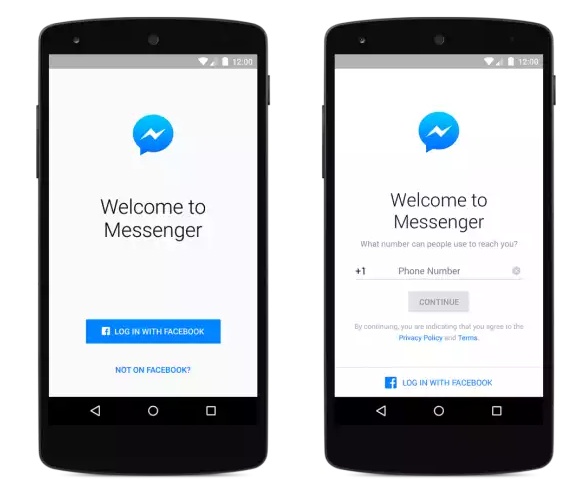 Facebook Messenger: login con il solo numero di telefono