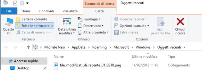 Come trovare file modificati di recente