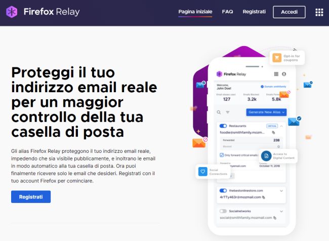 Creare un indirizzo email da usare come alias con Firefox Relay