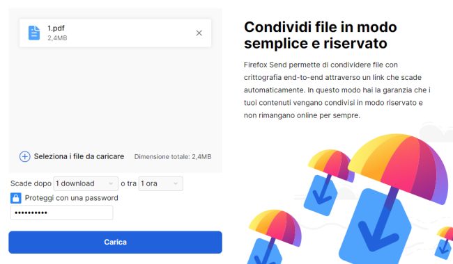 Inviare file pesanti con Firefox Send: come funziona