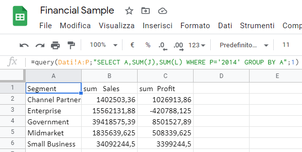 Foglio di calcolo come un database: cosa sono le query function