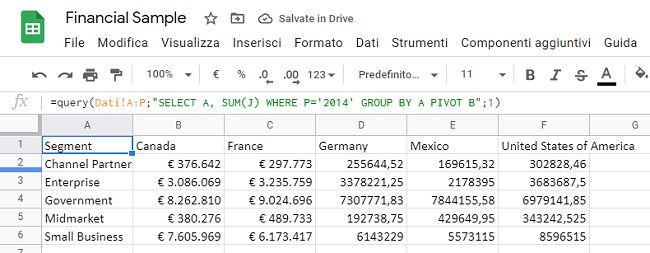 Foglio di calcolo come un database: cosa sono le query function
