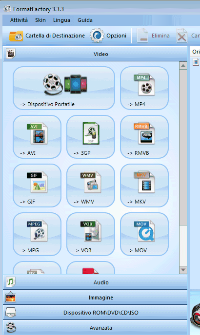 Convertire file video, audio e immagini con Format Factory