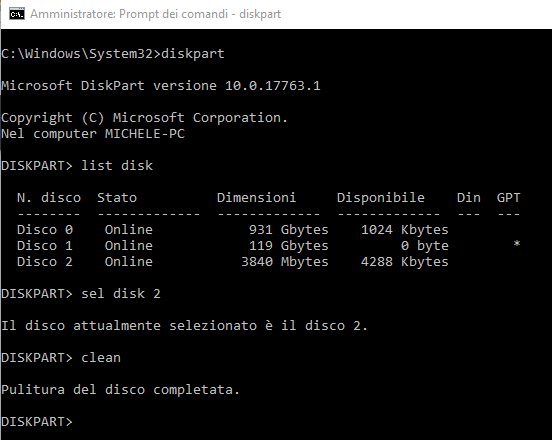 Formattare chiavetta USB e cancellare i dati definitivamente