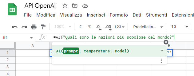 ChatGPT integrato con Google Fogli: automatizza i tuoi processi di lavoro