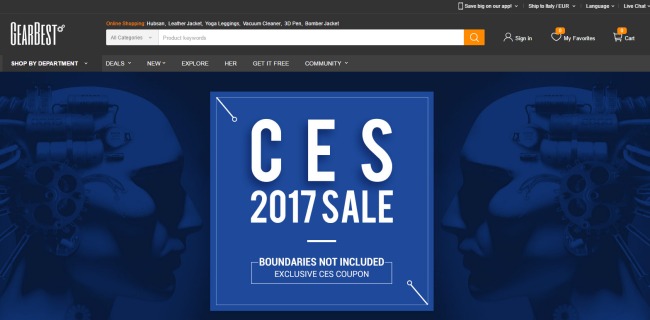 Sconti sul catalogo Gearbest in occasione del CES 2017