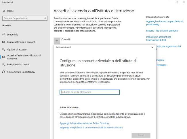 Gestione centralizzata dei dispositivi collegati alla rete locale dell'azienda
