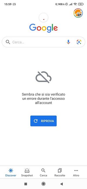 Sembra che si sia verificato un errore durante l'accesso all'account: Google Discover non funziona