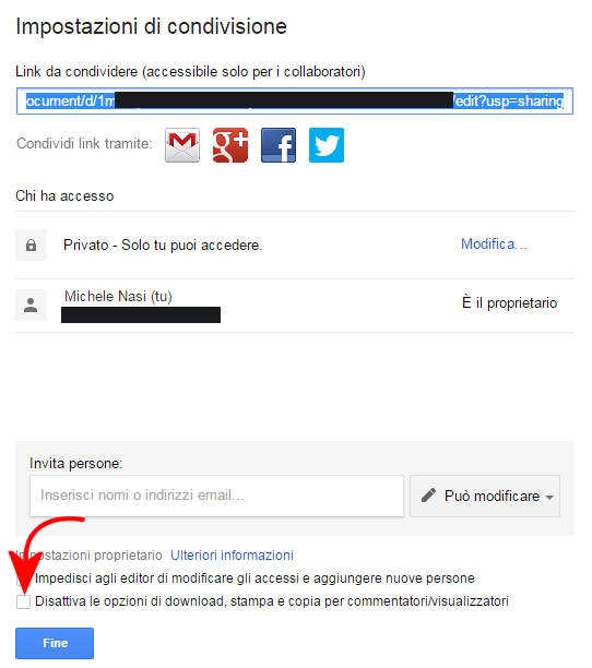 Bloccare download, stampa e copia dei documenti Drive