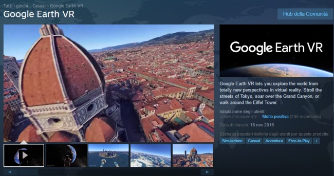 Google Earth VR sbarca sulla realtà virtuale di HTC Vive