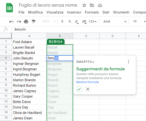 Google Fogli: cos'è e come si usa SmartFill
