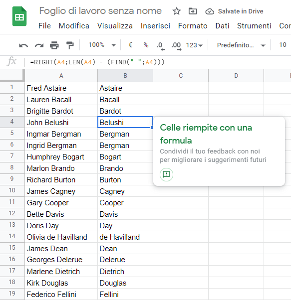 Google Fogli: cos'è e come si usa SmartFill