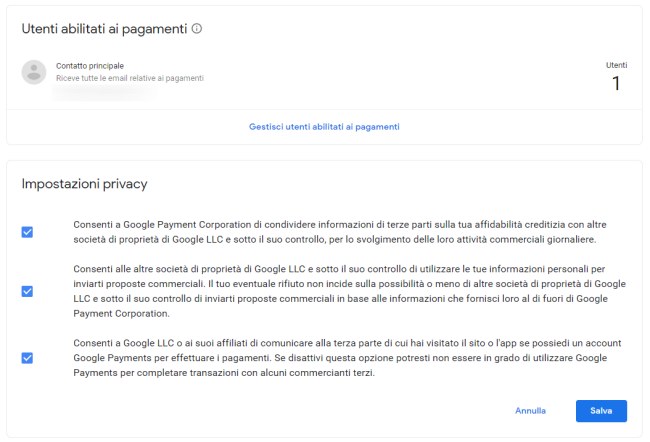 Google Pay permette adesso di modificare le impostazioni sulla privacy