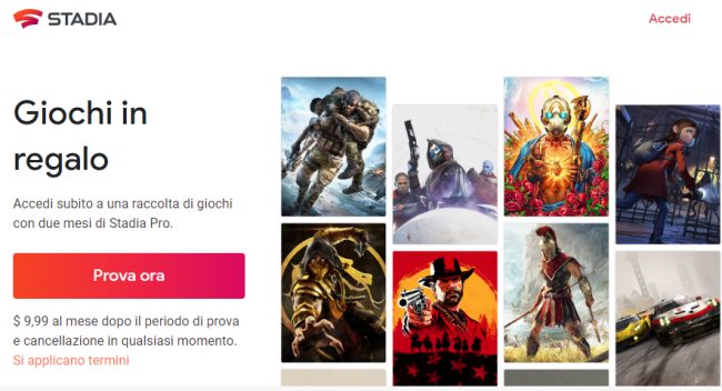 Google Stadia: due mesi gratis per tutti