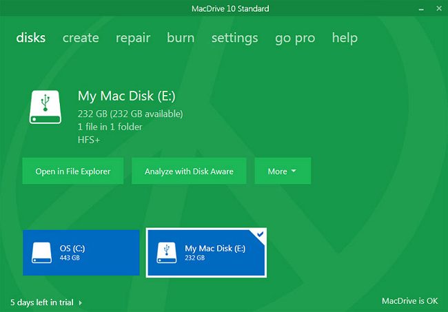 Leggere unità HFS+ e APFS da Windows