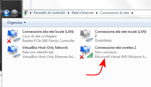 Configurare Windows 7 come hotspot Wi-Fi